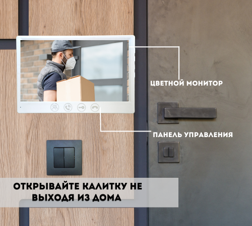 Комплект домофон с вызывной панелью KubVision 95712FH+94201 FHD 1080P Белый
